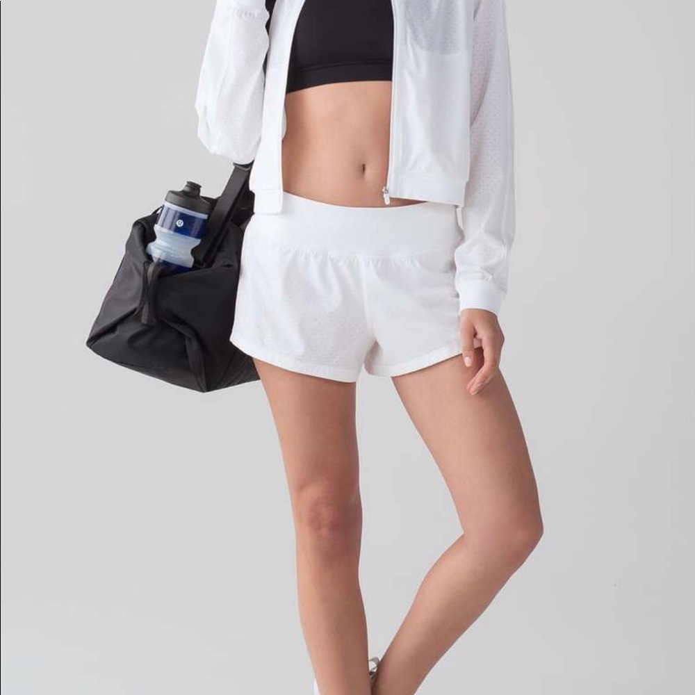White Lululemon Final Lap shorts
